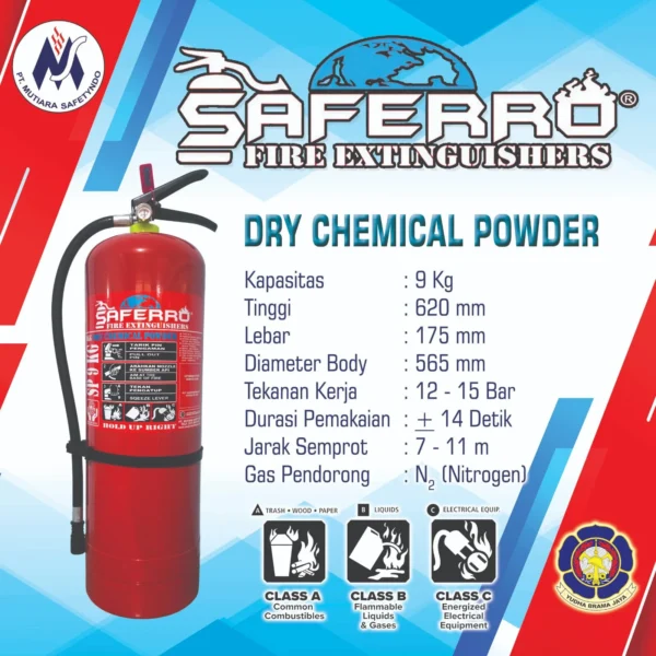 APAR Serbuk Powder 9 Kg Portable – SAFERRO Fire Extinguishers